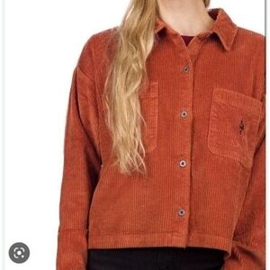 Vans Large Orange Rust Corduroy Cropped Jacket Y2K Grunge Snake Embroidered